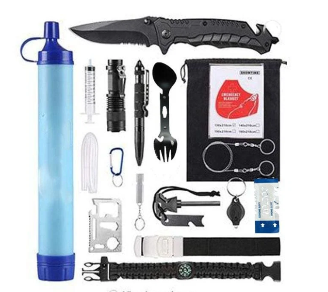 20 Piece Camping/Survival Kit (Black)