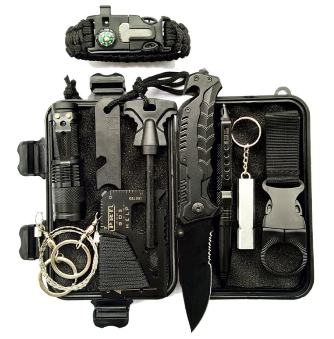 Extreme 10 Piece Survival Kit (Black)